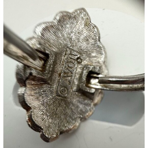 VTG Avon Silver Tone Black Marquise Cabochon Statement Ring Size 6 Retro Fashion - Picture 5 of 7